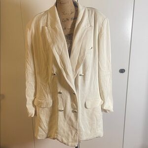 Peter Nygard Cream Double-Breasted Blazer